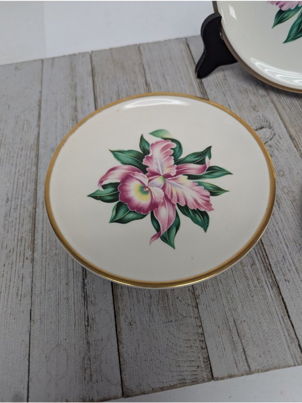 Vintage Paden City Pottery MODERN ORCHID Set 5 Dessert Bread Plates Retired USA - Picture 7 of 11